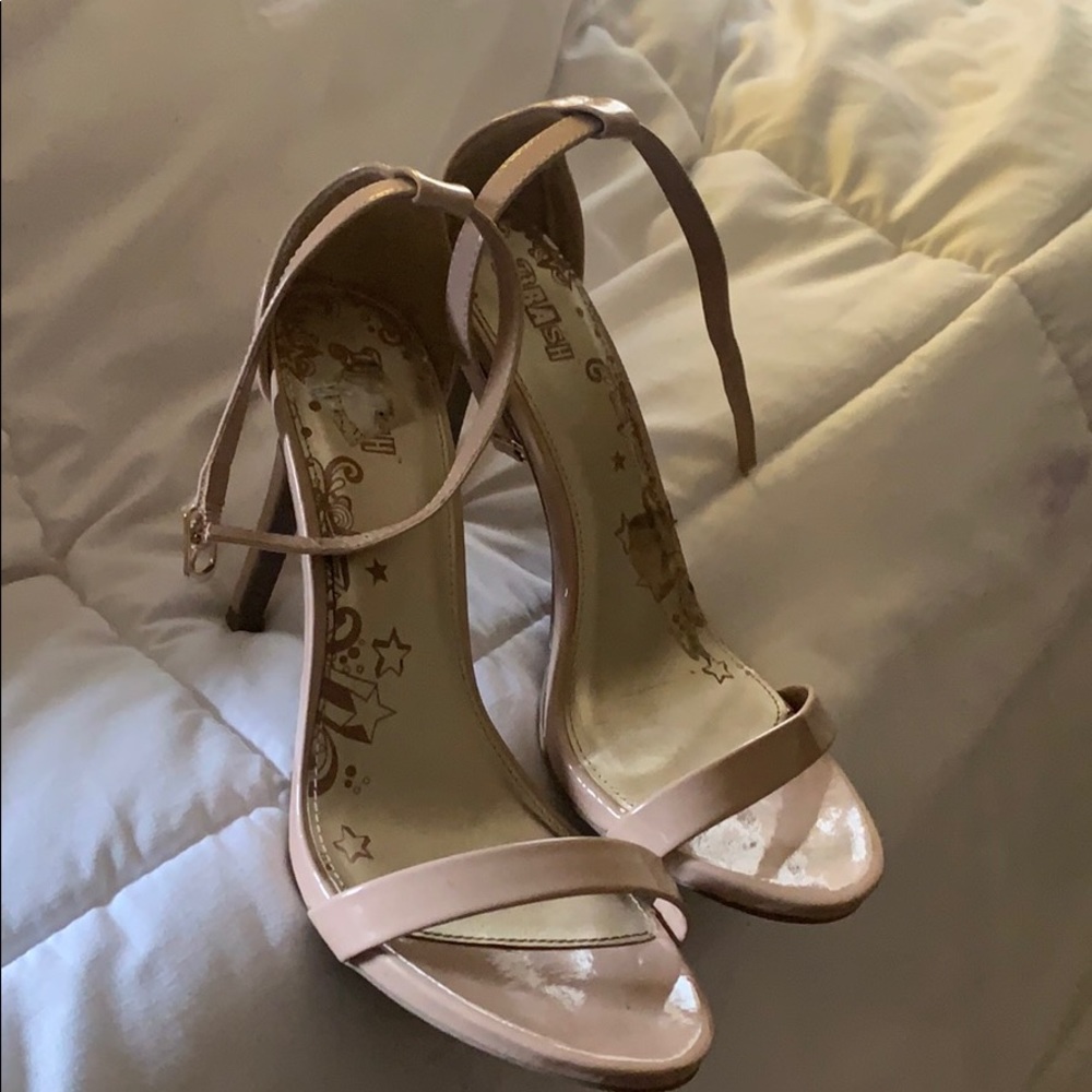 Nude ankle strap heel